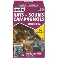 Appât céréales rats souris et campagnols mix - 25g - 6 pièces