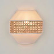 Applique bi-matière, coton et et cannage naturel blanc