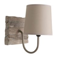 Applique en bois base ronde. Abat-jour en coton chanvre