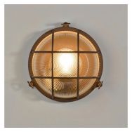Applique/plafonnier rond en aluminium diffuseur en verre transparent rouille