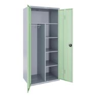 Arm.2P larg. 80 cm socle moraillon 1/2pend. 1/2ling. alu/vert