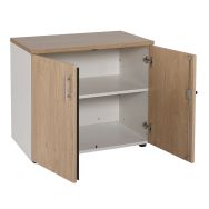 Armoire 2 portes battantes hauteur 72 cm Linéo coloris chêne/blanc