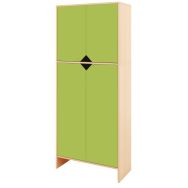 Armoire Basik à portes basses et hautes 84 x 39 x 200 cm - hêtre/vert