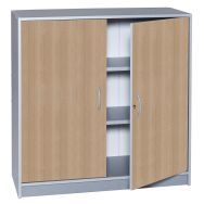 Armoire Bureau H 105cm corps coloris Alu portes coloris Hêtre