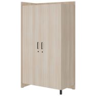 Armoire EDY angle G 2P poignée+serrure 1/2 penderie 1/2lingère par porte