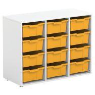 Armoire Grace 3 colonnes et 12 cases avec grands plateaux ocre-Mirplay School