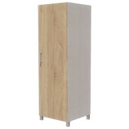 Armoire Identité 1 porte serrure Argent/Chêne