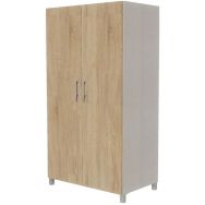 Armoire Identité 2 portes battantes avec serrure Argent/Chêne