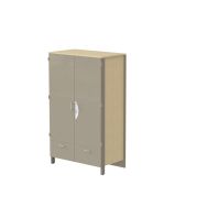 Armoire Nova 2 portes 2 tiroirs bas errure moraillon Chêne/Taupe