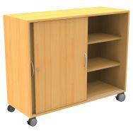 Armoire Octet portes coulissantes hêtre 120x100cm sur roulettes gris