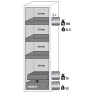 Armoire S-CLASSIC90 - Bac et étagère rétention - 1968x596mm - Asecos