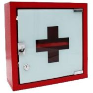 Armoire à pharmacie en métal rouge laqué - 1 étagère