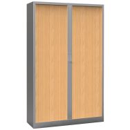 Armoire à rideaux Premium  Ht. 198 cm Hêtre/Gris