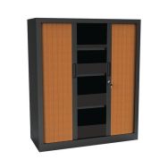 Armoire à rideaux Premium  Ht 136 cm   Merisier/Anthracite