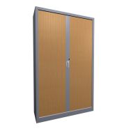 Armoire à rideau métallique 120 x 198 cm Hêtre/Alu
