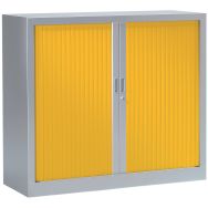 Armoire basse 120 x 100 cm Corps Aluminium 9006 Rideaux Jaune