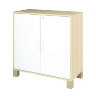 Armoire basse Confetti avec pieds 2 portes à clé bouleau/blanc