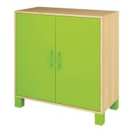 Armoire basse Confetti avec pieds 2 portes bouleau/vert
