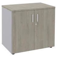 Armoire basse Majesty 2 portes 80 x 47 cm chêne gris/alu
