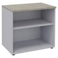 Armoire basse Majesty ouverte 80 x 47 cm chêne gris/alu