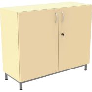 Armoire basse Octet portes battantes beige 120x100cm roulettes gris 9006