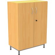 Armoire basse Octet portes battantes hêtre 80x115cm socle métal gris 9006