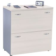 Armoire basse Trétris 2 tiroirs coloris gris/aluminium
