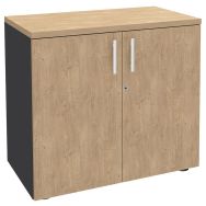 Armoire basse Urbano 72x80 tablette bois carbone/chêne clair