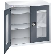 Armoire basse à portes battantes vitrées 2 étagères 100x58x100 cm Thurmetall