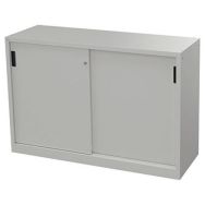 Armoire basse à portes tôle pleine coulissantes profondeur 50 cm