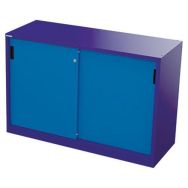 Armoire basse à portes tôle pleine coulissantes profondeur 58 cm