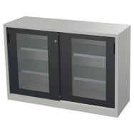 Armoire basse à portes vitrées coulissantes profondeur 50 cm