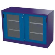 Armoire basse à portes vitrées coulissantes profondeur 58 cm