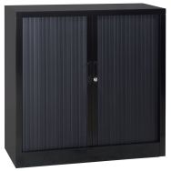 Armoire basse à rideaux en kit - Largeur 100 cm, Structure coloris : Noir