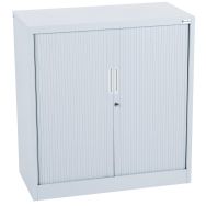 Armoire basse avec portes à rideaux - Gris - Manutan