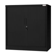 Armoire basse portes à rideaux Aris - Noir -Manutan Expert