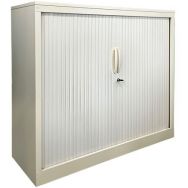 Armoire basse reconditionnée à rideaux - Blanc écru