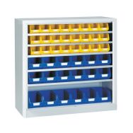 Armoire basse sans portes + 18 bacs 1 L et 12 bacs 3,5 L