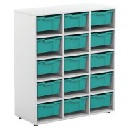 Armoire blanche Annie 3 colonnes 15 cases avec 15 grands plateaux-MIRPLAY School