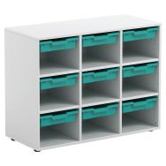 Armoire blanche Merit 3 colonnes et 9 cases avec petits plateaux-Mirplay School