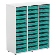 Armoire blanche Sophie 3 colonnes 33 cases petits plat. vert-Mirplay School