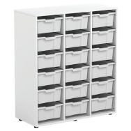Armoire blanche Sophie 3 colonnes 18 cases avec grands plateaux-Mirplay School