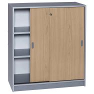 Armoire corps aluminium hauteur 100 cm portes coulissantes coloris hêtre