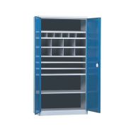 Armoire d'atelier 14 cases 1000 x 1950 x 440 mm - gris/bleu