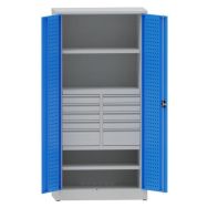 Armoire d'atelier métallique - 195x95x50 cm - 10 tiroirs