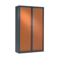 Armoire haute 100 x 198 cm Corps Anthracite 7016 Rideaux Merisier