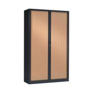 Armoire haute 120 x 198 cm Corps Anthracite 7016 Rideaux Hêtre