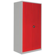 Armoire haute 2 portes battantes - 1250 x 725 mm Gris clair/Rouge