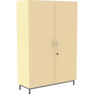 Armoire haute Octet portes battantes beige 120x180cm socle métal gris 9006