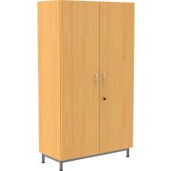 Armoire haute Octet portes battantes hêtre 100x180cm socle métal gris 9006